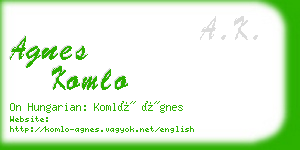 agnes komlo business card